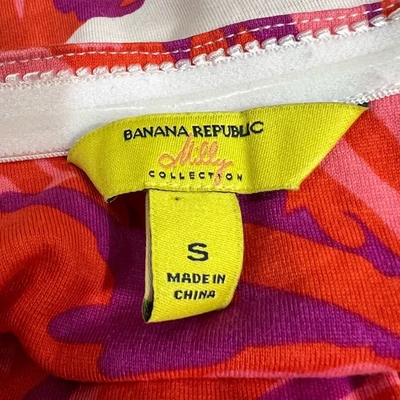 Banana Republic Milly Collection Chili Red Banana Leaf Silk Jersey Maxi Dress S - Picture 4 of 13